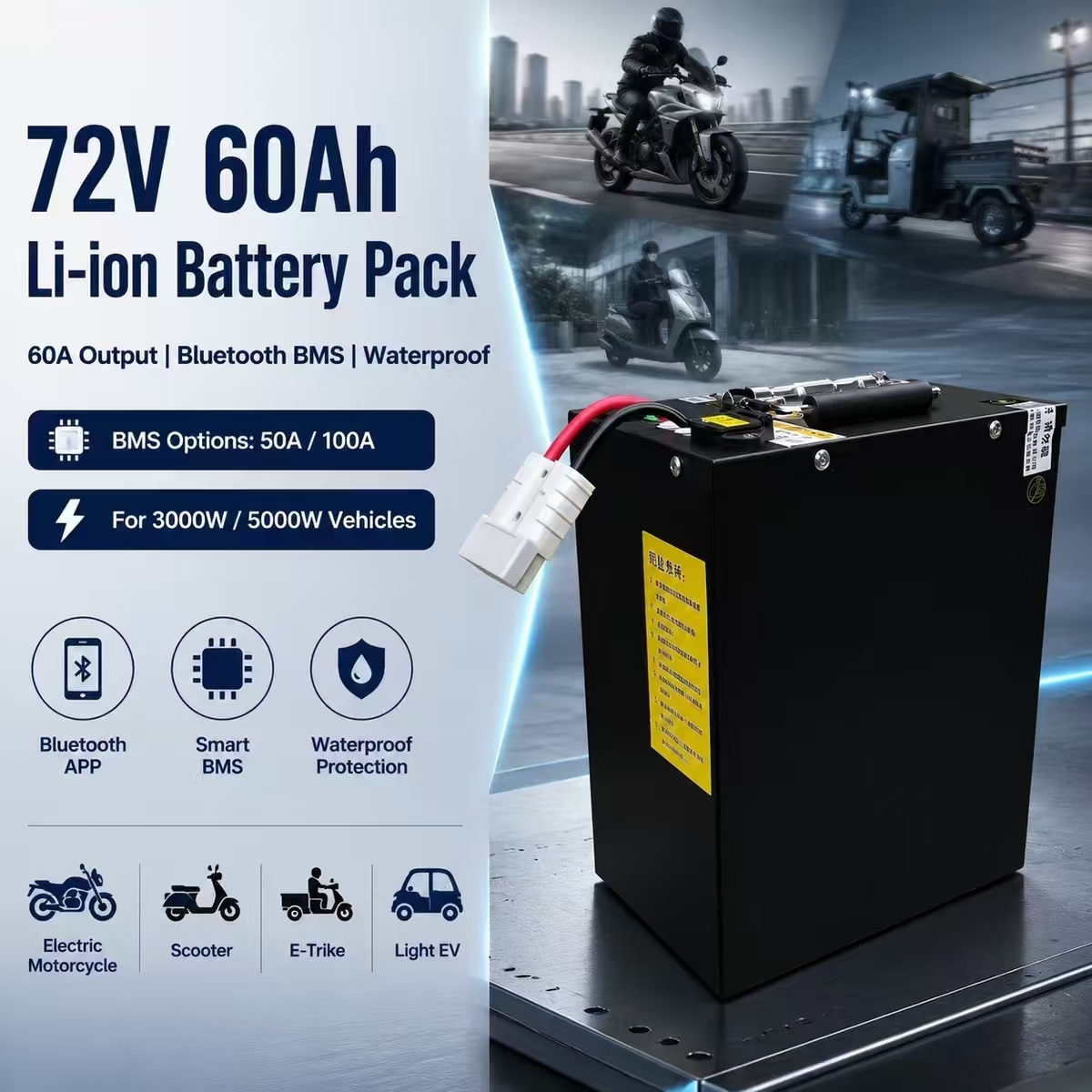 72V 60Ah Lifepo4 Battery Pack - Paket Baterai Li-ion Lithium Polymer 72V