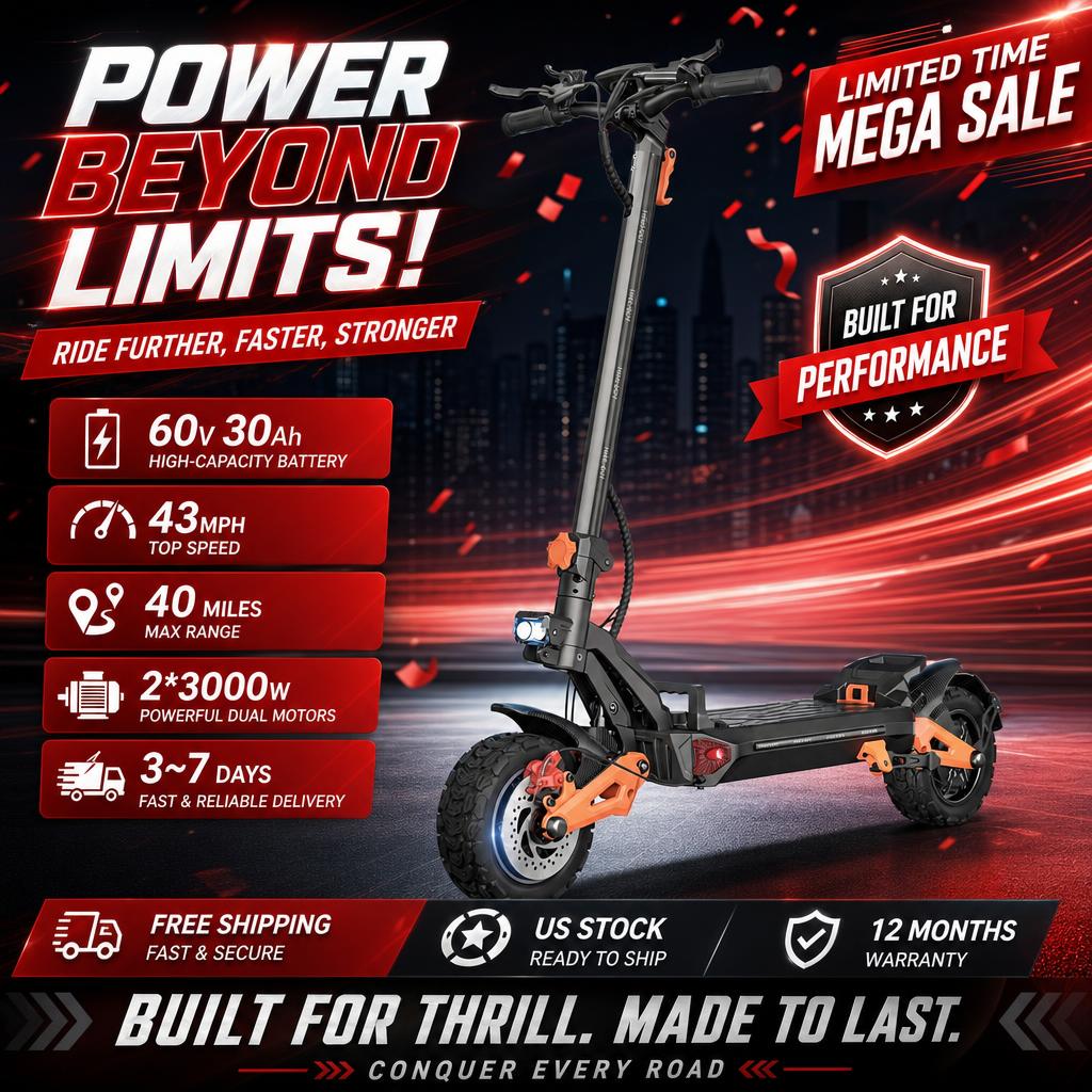 60V 30Ah Electric Scooter Battery - FREEBOY H9 Skuter Listrik Dewasa 1800W*2