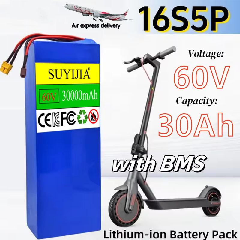 60V 30Ah Electric Scooter Battery - Baterai 16S5P 60V 30000mAh 18650 30AH