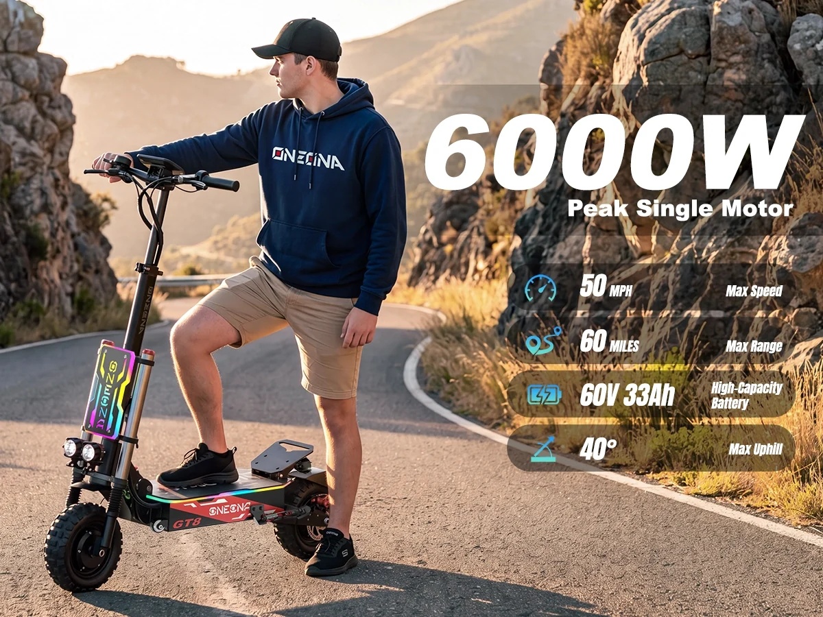 ONECNA NEW GT8PRO Skuter Listr - 60V 5600W Dual Motor Electric Scooter ulasan dan harga