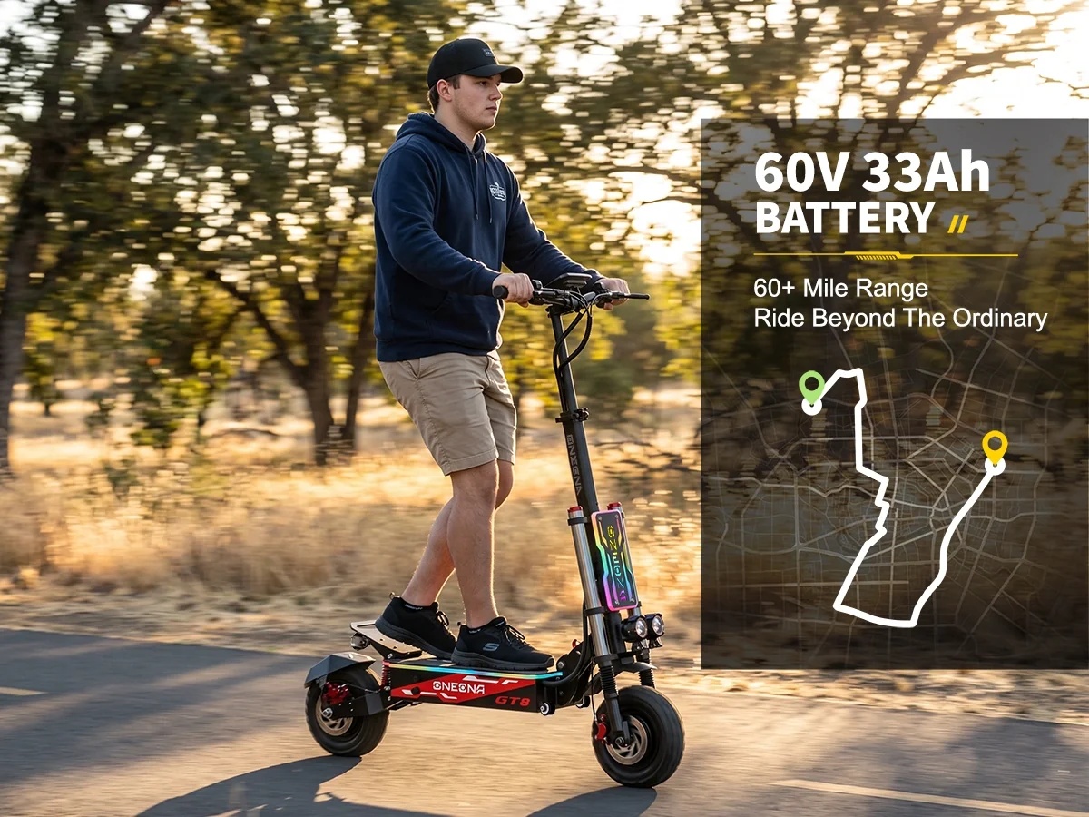 ONECNA NEW GT8PRO Skuter Listr - 60V 5600W Dual Motor Electric Scooter ulasan dan harga