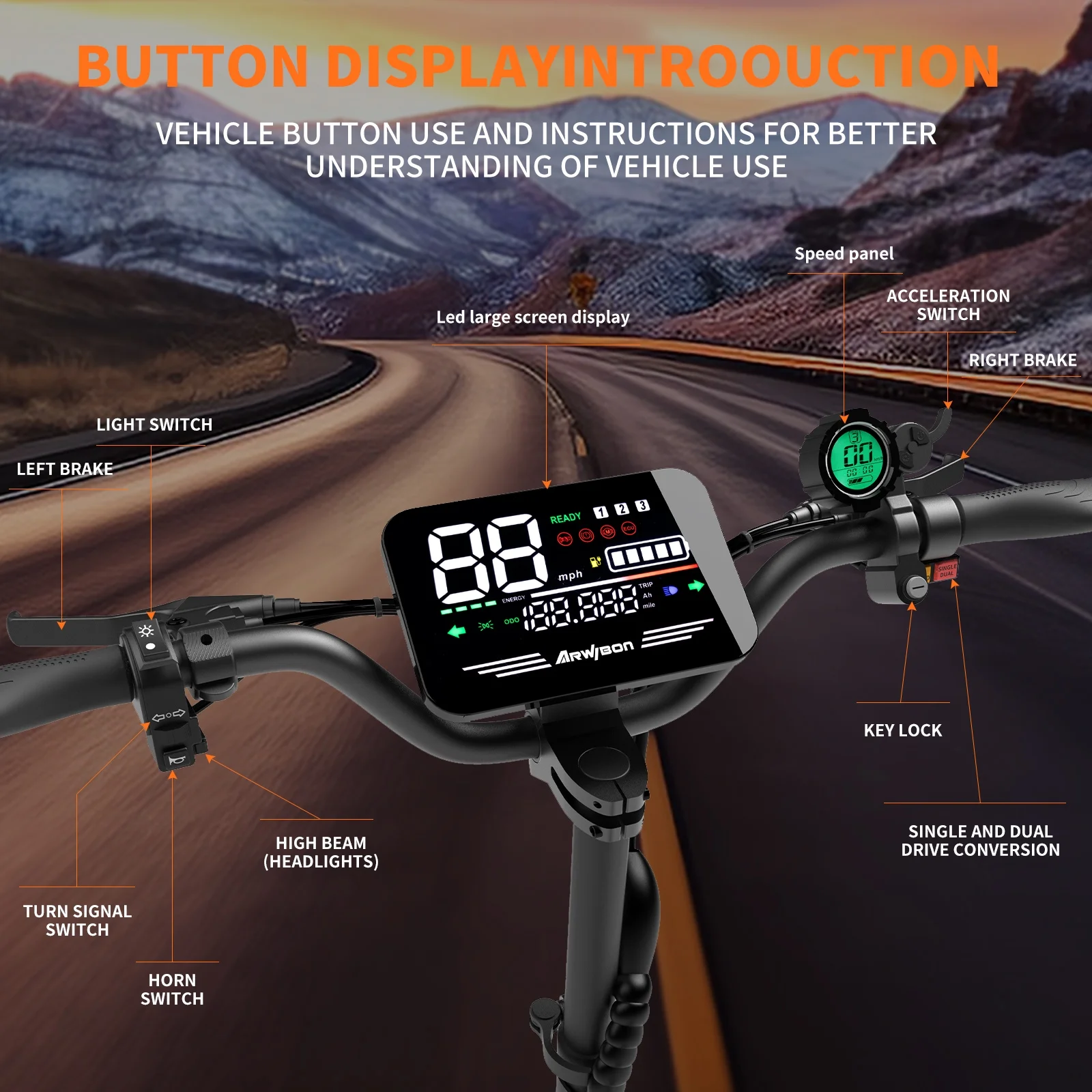 Skuter Listrik Dewasa Arwibon  - 60V 5600W Dual Motor Electric Scooter ulasan dan harga