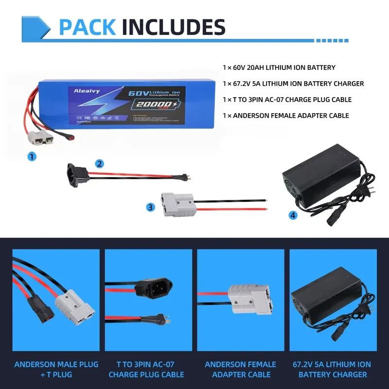 Aleaivy 60V 20AH 30AH 21700 Pa - 60V 30Ah Electric Scooter Battery ulasan dan harga